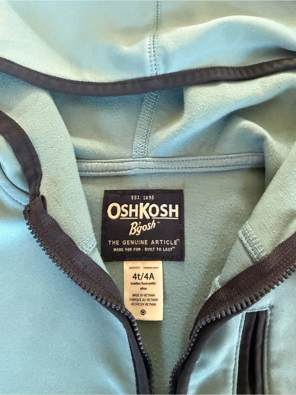 OshKosh B'gosh Teal Hooded Puffer Jacket with Contrast Trim